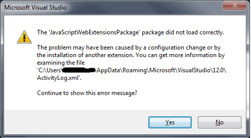 Visual Studio Error Message